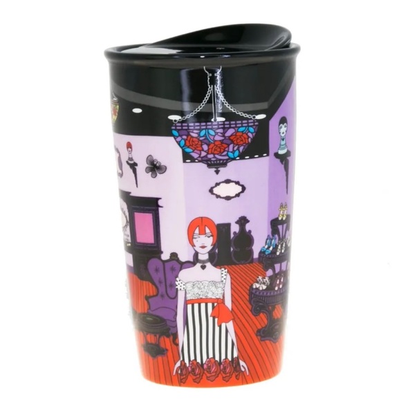 STARBUCKS NIB ANNA SUI 2016 TRAVEL MUG ROSE STRIPES & BOUTIQUE and TOTE BAG SET - Picture 5 of 9